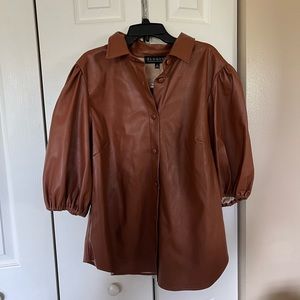 Eloquii faux leather brown top